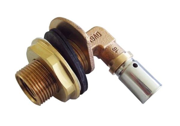 TRAVERSEE DE MUR AVEC RACCORD A SERTIR 90° 16x2mm x 1/2"